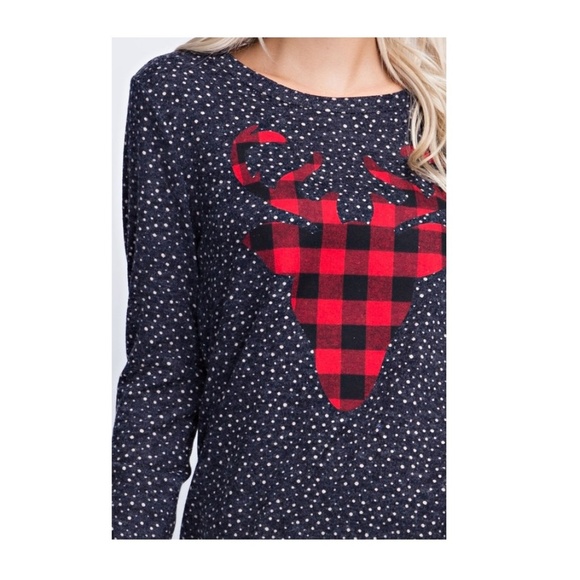 NWT FUN & FLIRTY! Polka-dot Plaid Elk Top - Picture 3 of 8